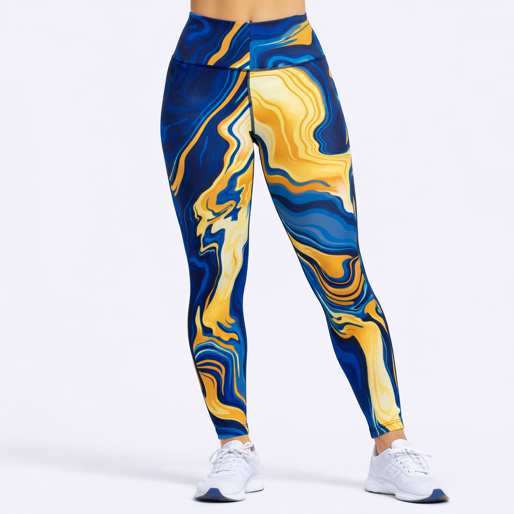 Leggings Fluido Azul y Oro | Alesportt
